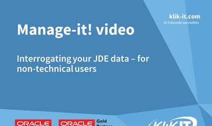 Manage it! allows non-technical users to interrogate JD Edwards (JDE) data
