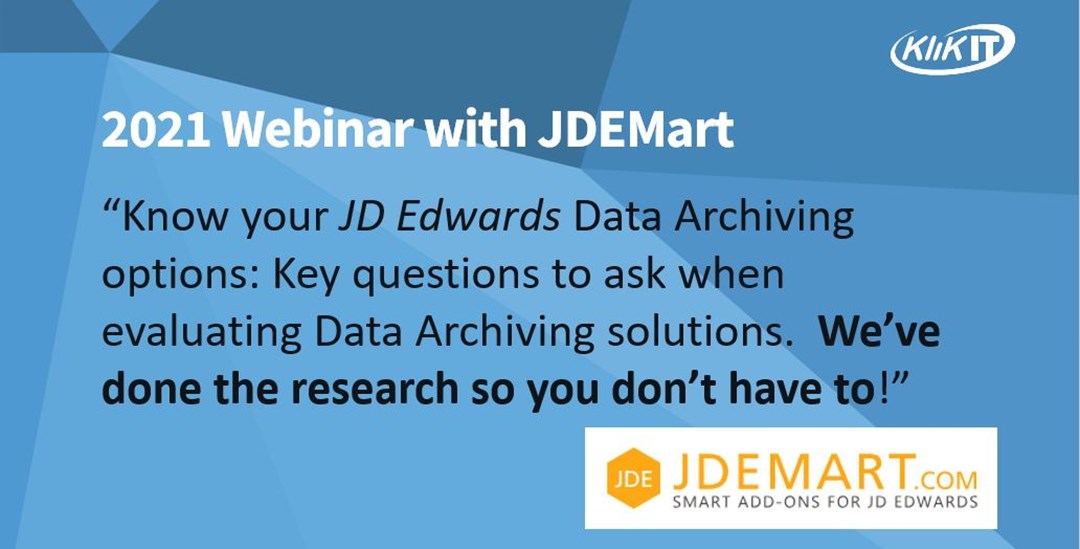 Questions to ask when choosing a JD Edwards (JDE) data archiving solution