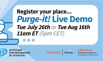 Live Purge-it! product demo | JD Edwards archiving | Choose a date that suits you