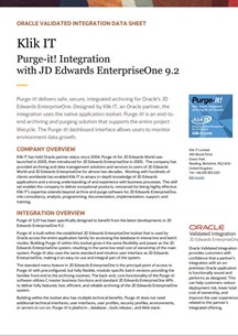 Purge-it! Oracle Validated Integration with JD Edwards EnterpriseOne 9.2