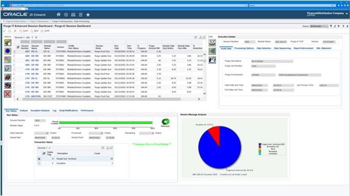 Purge-it! Version 5 for Oracle JD Edwards (JDE) Session Dashboard