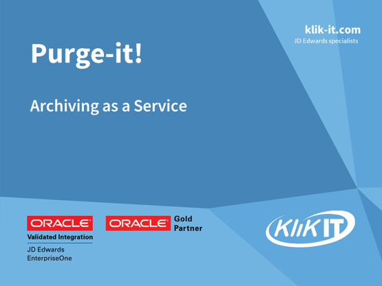 Archiving as a Service. Fully managed JD Edwards archiving and data management service